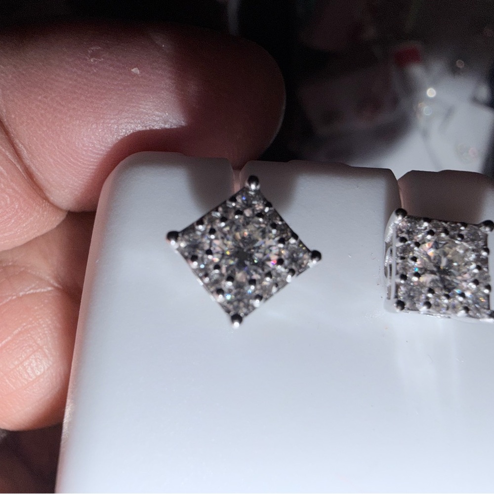 Dazzling Silver Square Stud Earrings